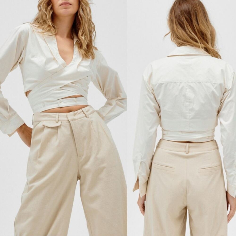 Sovere Cream Dixie Wrap Shirt Small NWOT
